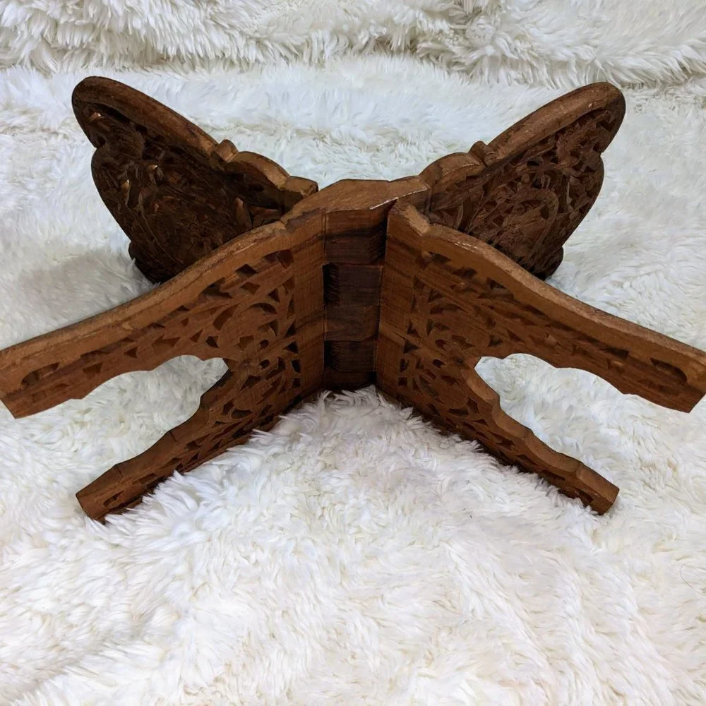 Carved Wooden Rehal Book Stand